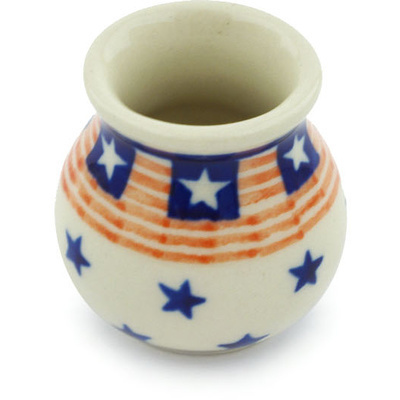 Polish Pottery Mini Vase 2&quot; Stars And Stripes