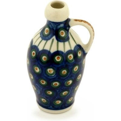 Polish Pottery Mini Vase 3&quot; Peacock Leaves