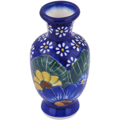 Polish Pottery Mini Vase 4&quot; Floral Fruit Basket UNIKAT