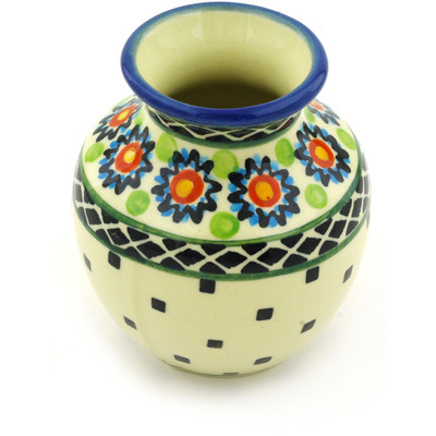 Polish Pottery Mini Vase 4&quot; Sunburt Circle