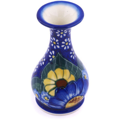 Polish Pottery Mini Vase 5&quot; Floral Fruit Basket UNIKAT
