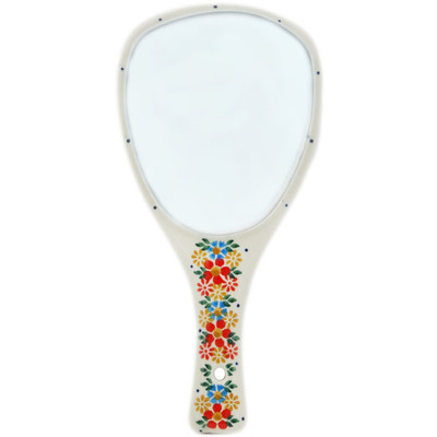 Polish Pottery Mirror 9&quot; Flowers In The Spring UNIKAT