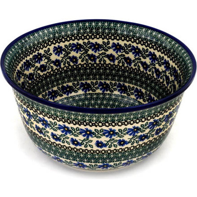 Polish Pottery Mixing Bowl 12-inch (8 quarts) Blue Chicory
