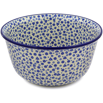 Polish Pottery Mixing Bowl 12-inch (8 quarts) Blue Confetti