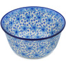 Polish Pottery Mixing Bowl 12-inch (8 quarts) Blue Poinsettia UNIKAT