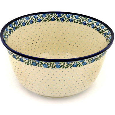 Polish Pottery Mixing Bowl 12-inch (8 quarts) Blue Rose Vine