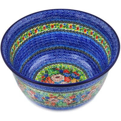 Polish Pottery Mixing Bowl 12-inch (8 quarts) Carnation Valley UNIKAT