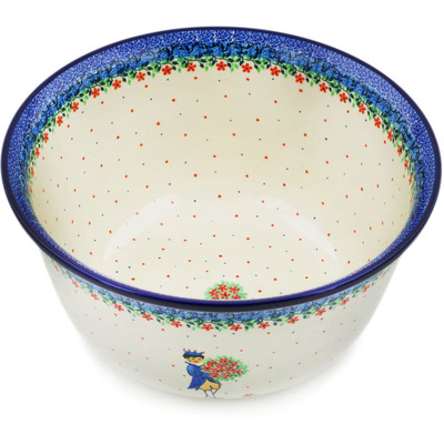 Polish Pottery Mixing Bowl 12-inch (8 quarts) Charming Prince UNIKAT