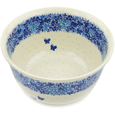 Polish Pottery Mixing Bowl 12-inch (8 quarts) Delicate Blue UNIKAT