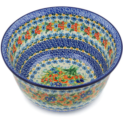 Polish Pottery Mixing Bowl 12-inch (8 quarts) Dream Bouquet UNIKAT