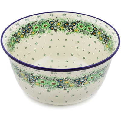 Polish Pottery Mixing Bowl 12-inch (8 quarts) Green Wreath UNIKAT