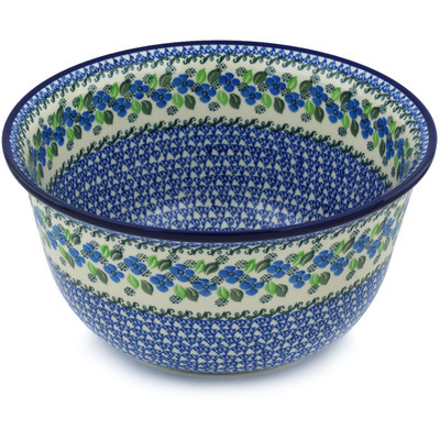 Polish Pottery Mixing Bowl 12-inch (8 quarts) Lime Flower