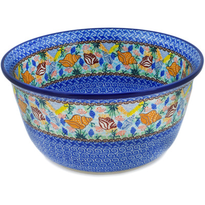 Polish Pottery Mixing Bowl 12-inch (8 quarts) Ocean Whisper UNIKAT