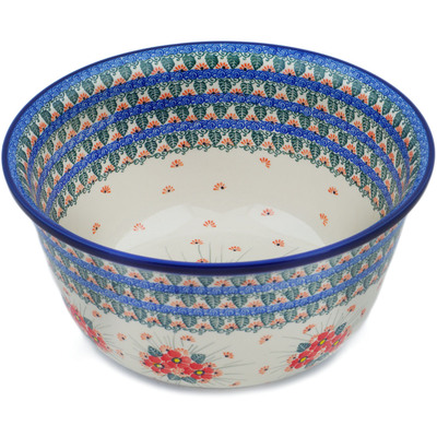 Polish Pottery Mixing Bowl 12-inch (8 quarts) Pink Forget Me Not UNIKAT