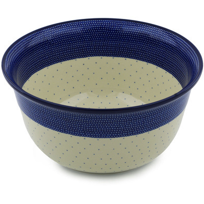 Polish Pottery Mixing Bowl 12-inch (8 quarts) Polka Dot Sprinkles UNIKAT