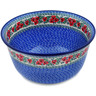 Polish Pottery Mixing Bowl 12-inch (8 quarts) Red Pansy
