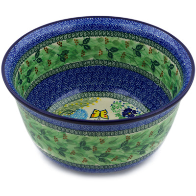 Polish Pottery Mixing Bowl 12-inch (8 quarts) Spring Garden UNIKAT