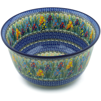 Polish Pottery Mixing Bowl 12-inch (8 quarts) Spring Iris UNIKAT