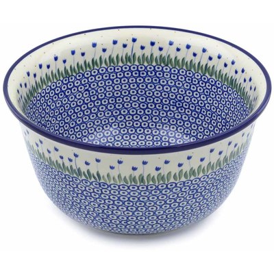 Polish Pottery Mixing Bowl 12-inch (8 quarts) Water Tulip