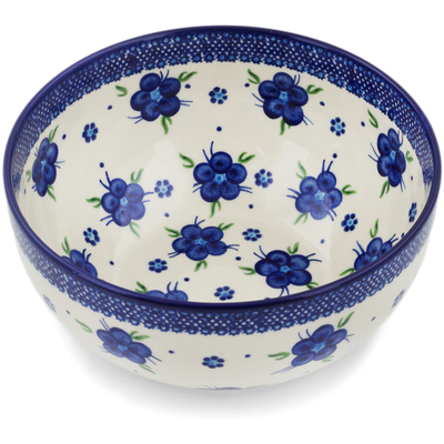 Polish Pottery Mixing bowl, serving bowl Bleu-belle Fleur