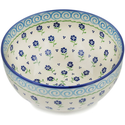 Polish Pottery Mixing bowl, serving bowl Blue Bursts