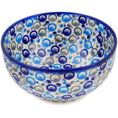 Polish Pottery Mixing bowl, serving bowl Blue Peacock Eye