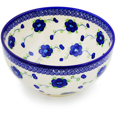 Polish Pottery Mixing bowl, serving bowl Blue Poppies