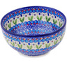 Polish Pottery Mixing bowl, serving bowl Blue Tulip Garden UNIKAT