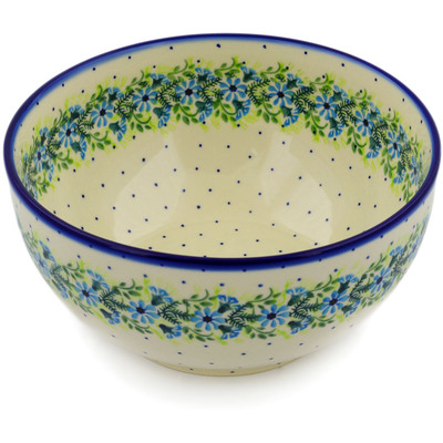 Polish Pottery Mixing bowl, serving bowl Blue Wreath