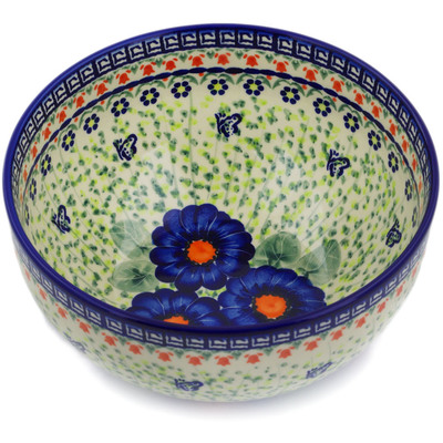 Polish Pottery Mixing bowl, serving bowl Brilliant Butterfly Popp UNIKAT