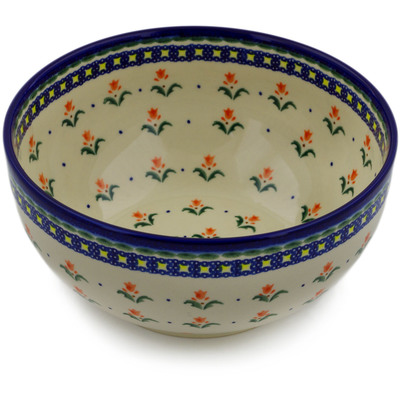 Polish Pottery Mixing bowl, serving bowl Cocentric Tulips