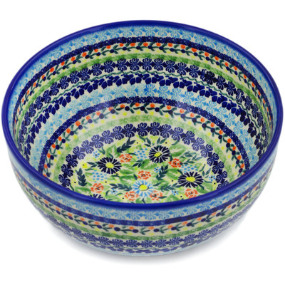 Polish Pottery Mixing bowl, serving bowl Flor-de-lis UNIKAT
