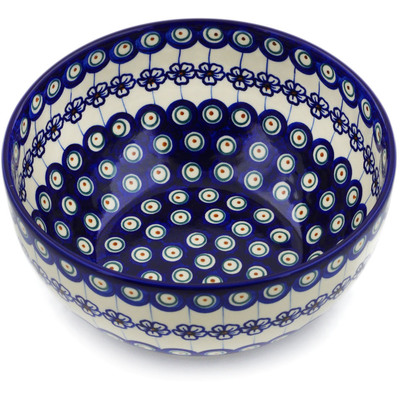 Polish Pottery Mixing bowl, serving bowl Flowering Peacock