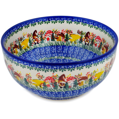 Polish Pottery Mixing bowl, serving bowl Mushroom Love UNIKAT