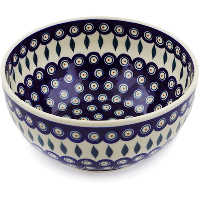 Polish Pottery Mixing bowl, serving bowl Peacock