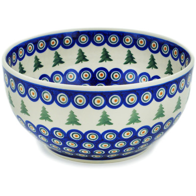 Polish Pottery Mixing bowl, serving bowl Peacock Pines