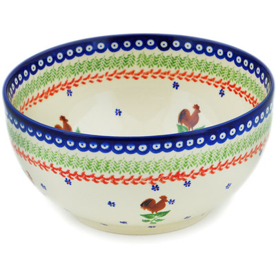 Polish Pottery Mixing bowl, serving bowl Spring Rooster