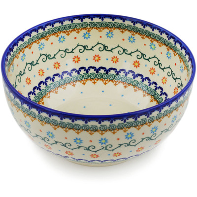 Polish Pottery Mixing bowl, serving bowl Sunflower Dance