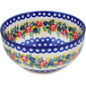 Polish Pottery Mixing bowl, serving bowl Tropical Peacock UNIKAT