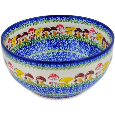 Polish Pottery Mixing bowl, serving bowl Wild Mushroom Picking
