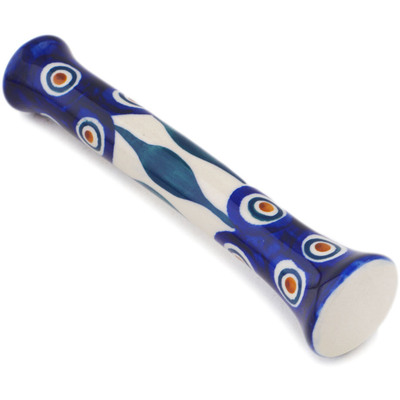 Polish Pottery Mortar 0&quot; Peacock Leaves