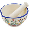 Polish Pottery Mortar and Pestle Small Cranberry Medley UNIKAT