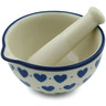 Polish Pottery Mortar and Pestle Small Hearts Delight