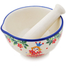 Polish Pottery Mortar and Pestle Small Princess In A Red Dress