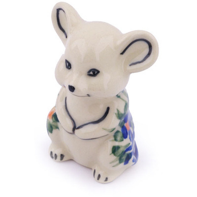 Polish Pottery Mouse Figurine 3&quot; Blissful Daisy