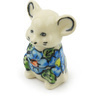 Polish Pottery Mouse Figurine 3&quot; Bold Blue Poppies UNIKAT