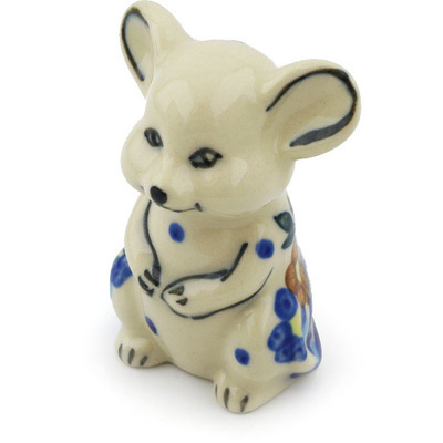 Polish Pottery Mouse Figurine 3&quot; Bold Poppies