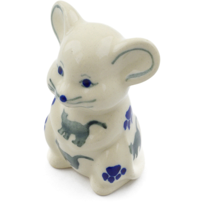 Polish Pottery Mouse Figurine 3&quot; Boo Boo Kitty Paws