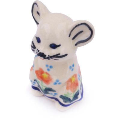 Polish Pottery Mouse Figurine 3&quot; Circle Of Hearts
