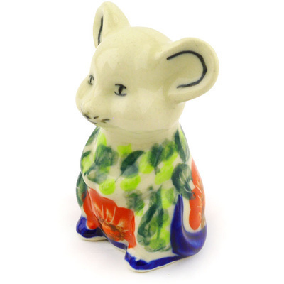 Polish Pottery Mouse Figurine 3&quot; Happiness UNIKAT